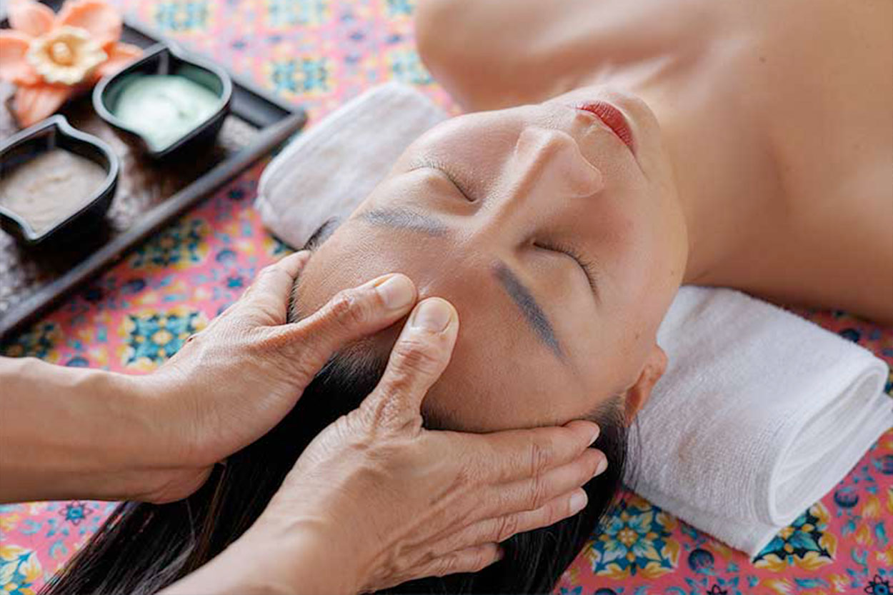 Woman Having a Thai Head Massage at Anavana Spa