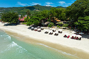 Arial view of Anavana Beach Resort located in central Chaweng Beach.
