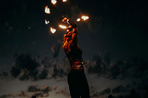 Studying poi fire show in Koh Samui, Thailand